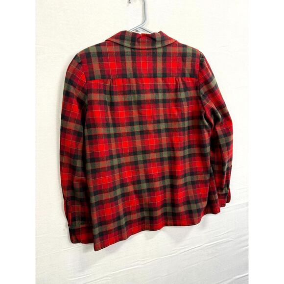 Pendleton Jacket Womens 16 Red Green Plaid Wool Pleated Long Sleeve Button Front - Picture 3 of 12
